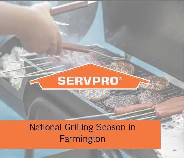 Grill with meat on it with SERVPRO logo 